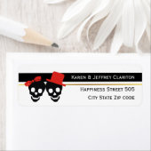 スカル、白黒ストライプレッドハロウィン結婚ズ ラベル (インサイチュ)