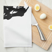 スカル – 白黒メタルファンタジーアート キッチンタオル (四つ折り)