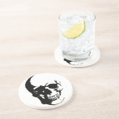 スカル – 白黒メタルファンタジーアート コースター (側面)