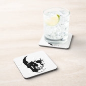 スカル – 白黒メタルファンタジーアート コースター (右側)