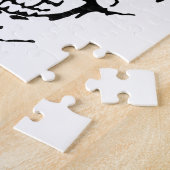 スカル – 白黒メタルファンタジーアート ジグソーパズル (側面)