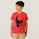 スカル – 白黒メタルファンタジーアート Tシャツ (正面フル)