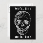 スカル、白。 ポストカード (正面/裏面)