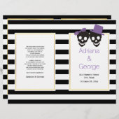 スカル、紫ストライプハロウィーン結婚式プログラム (正面/裏面)