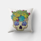 スカル、結晶、多肉類、光の背景 クッション (裏面)