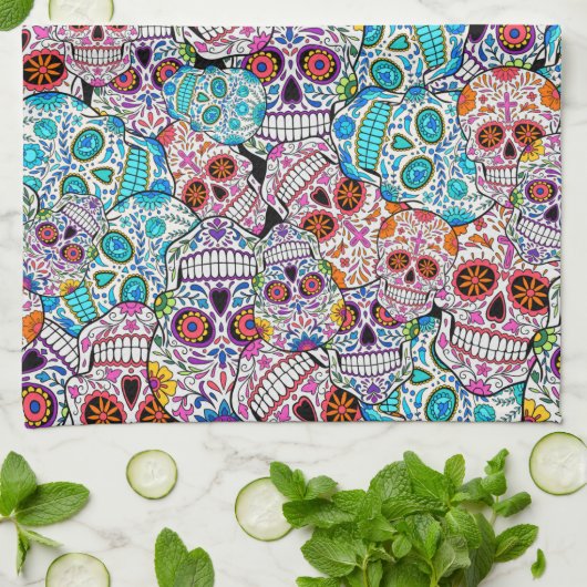 スカル（花） キッチンタオル (折り畳み)