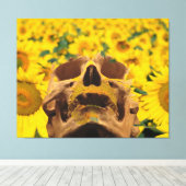 スカル（花） キャンバスプリント (インサイチュ (ウッドフロア))