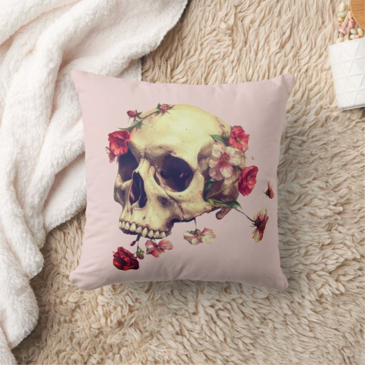 スカル・花 クッション (ブランケット)
