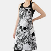 スカル、蝶：手書きのヴィンテージパターン エプロン (インサイチュ)