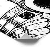 スカル、蝶：手書きのヴィンテージパターン ポスター (角)