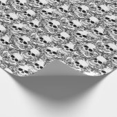 スカル、蝶：手書きのヴィンテージパターン ラッピングペーパー (角)