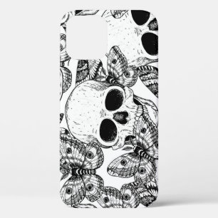 スカル、蝶:手書きのヴィンテージパターン iPhone 12ケース
