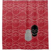 スカル – 血の赤と骨の白 シャワーカーテン (正面)