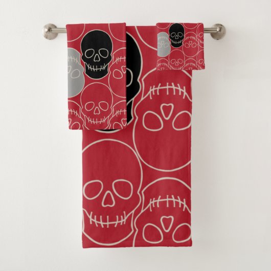 スカル – 血の赤と骨の白 バスタオルセット (インサイチュ)