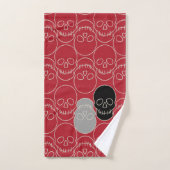 スカル – 血の赤と骨の白 バスタオルセット (ハンドタオル)