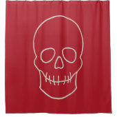 スカル – 血赤と骨白 シャワーカーテン (正面)