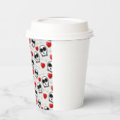 スカル&赤いハートハロウィーンパターン 紙コップ (左)