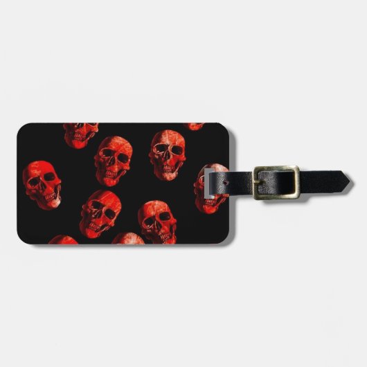スカル、赤い黒 ラゲッジタグ (正面横)