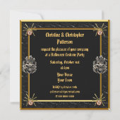 スカル&金ゴールドスパイダー宝石ハローウィンパーティ 招待状 (裏面)