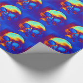 スカル(青と金ゴールド) ラッピングペーパー (角)