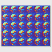 スカル(青と金ゴールド) ラッピングペーパー (フラット)