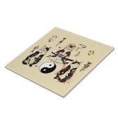 スカル、骨格、蝶々のタトゥー タイル (側面)