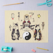 スカル、骨格、蝶々のタトゥー 薄葉紙 (クラフト)