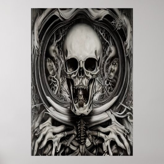 スカル、骨格、骨 | AIアートポスター ポスター (正面)
