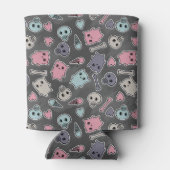 スカル、黒い背景のハート 缶クーラー (裏面)