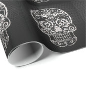 スカル、黒銀金属04 ラッピングペーパー (ロールコーナー)