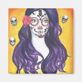 スカル- 2インチスクエアマグネット マグネット