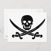 スカル-307778スカルの剣が黒いコートのクロス ポストカード (正面/裏面)