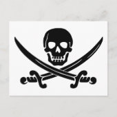 スカル-307778スカルの剣が黒いコートのクロス ポストカード (正面)