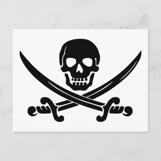 スカル-307778スカルの剣が黒いコートのクロス ポストカード (正面)