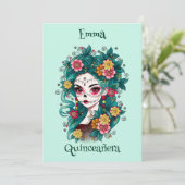 スカル Dia de Muertos 15歳の誕生日 スペイン語 , 招待状 (スタンド正面)