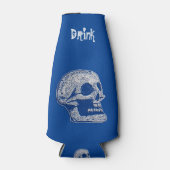 スカル- Drink-White/Blue ボトルクーラー (正面)