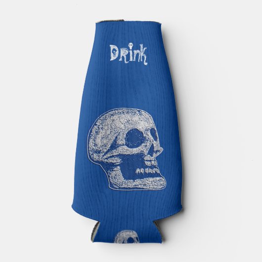 スカル- Drink-White/Blue ボトルクーラー (正面)