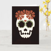 スカル"Feliz Diaa De Los Muertos!" 挨拶状 カード (黄色い花)