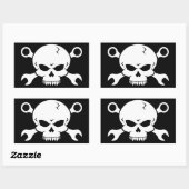 スカル「n」用具-ねじで締めて下さい海賊2 (白)を 長方形シール (シート)