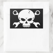 スカル「n」用具-ねじで締めて下さい海賊2 (白)を 長方形シール (バッグ)