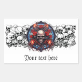 スカル、Red Roses、およびflames海賊ゴシックデザイン 長方形シール (正面)