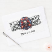 スカル、Red Roses、およびflames海賊ゴシックデザイン 長方形シール (封筒)