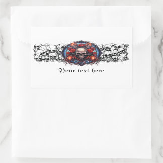 スカル、Red Roses、およびflames海賊ゴシックデザイン 長方形シール