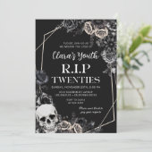 スカル RIP 20代 フラワーレトロ 30歳誕生日 招待状 (スタンド正面)