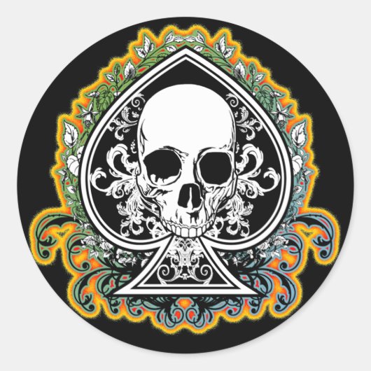 スカルACE OFスペード ラウンドシール (正面)