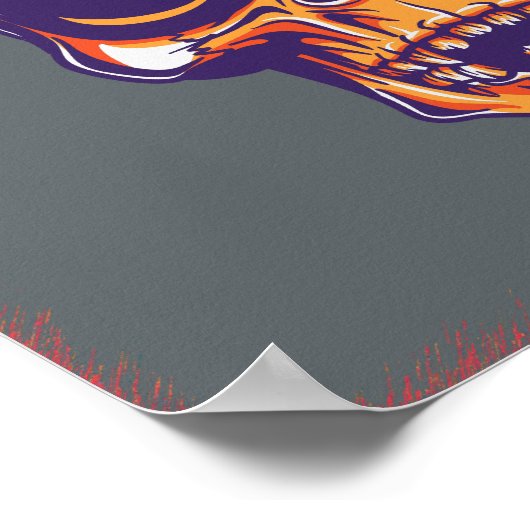 スカルM.C.バイクもしくは自転車に乗る人エリーオレンジ ポスター (角)