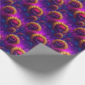 スカルn'ひまわり – ゴシック開花グロー ラッピングペーパー (角)