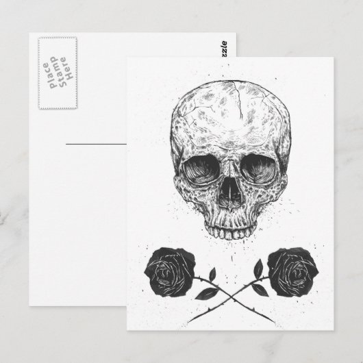 スカルN'バラ ポストカード (正面/裏面)
