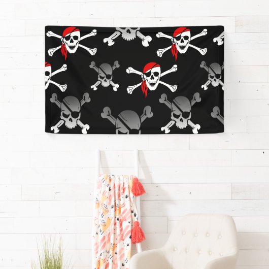 スカルNボーンズパーティー海賊旗 横断幕 (インサイチュ)