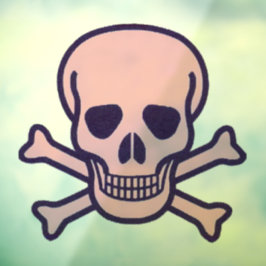 スカルnボーンズピンクのラウンドウィンドウの後ろのスティック ウィンドウサイン